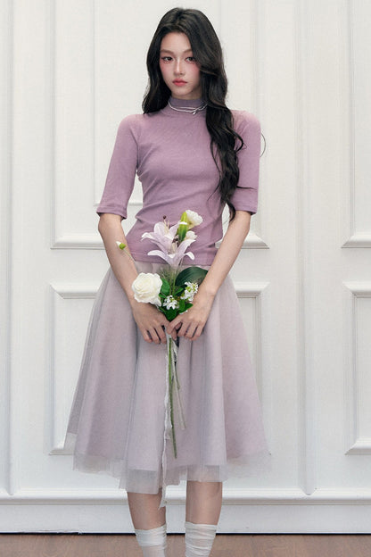 Mid-Sleeve Knit Sweater