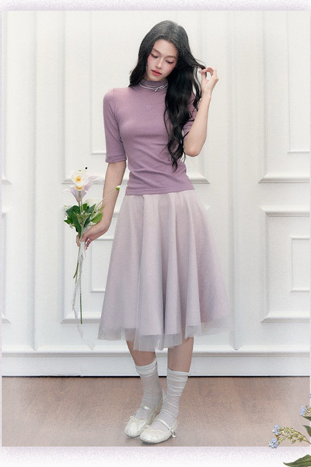 Mid-Sleeve Knit Sweater