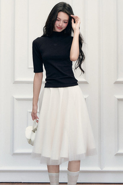 Mid-Sleeve Knit Sweater
