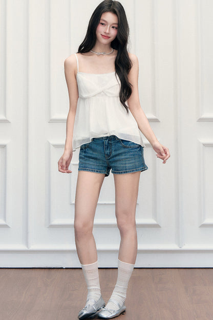 White Floral Lace Cardigan Camisole Set-Up