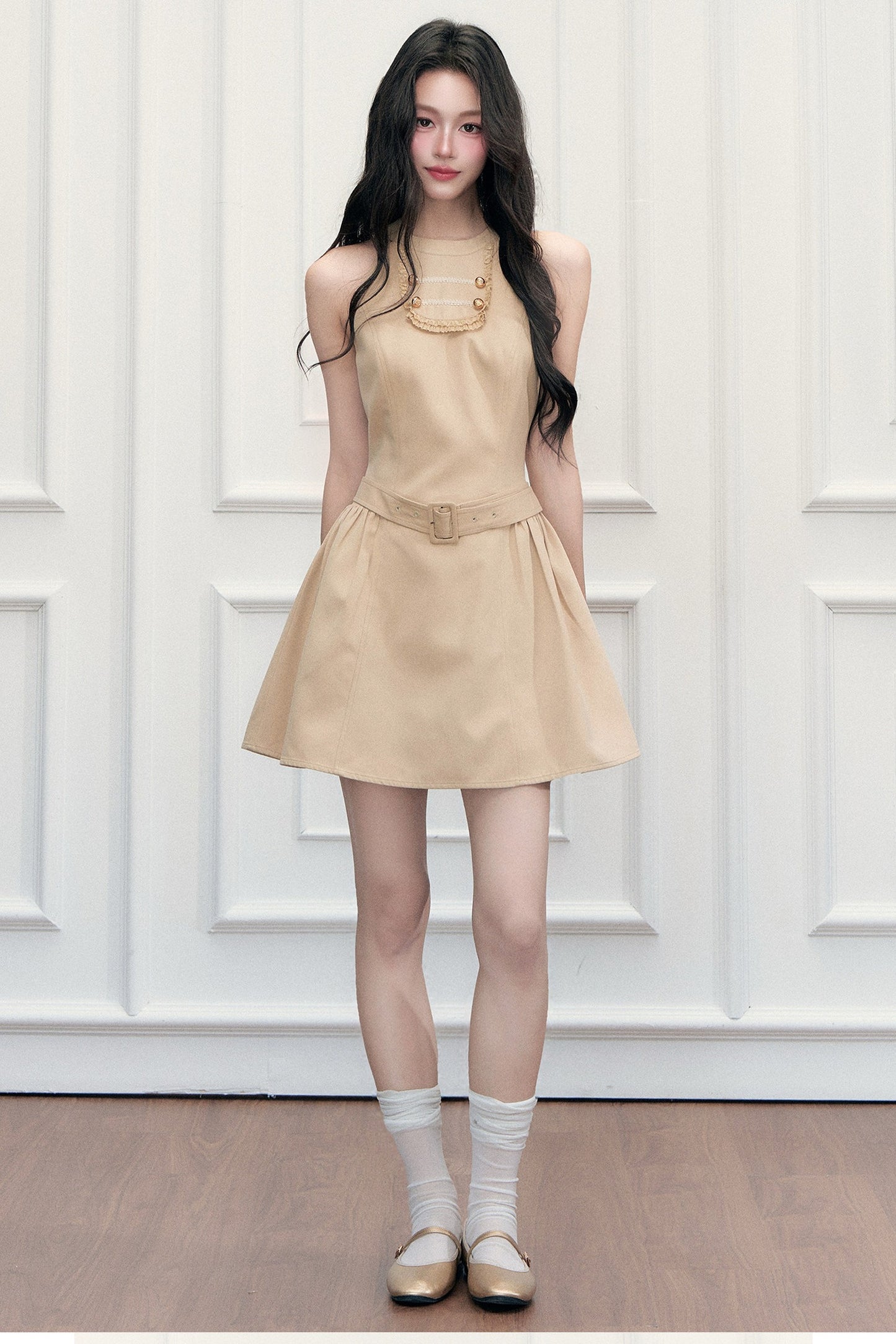 Khaki Cape and Halter Dress Set-Up
