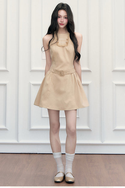 Khaki Cape and Halter Dress Set-Up