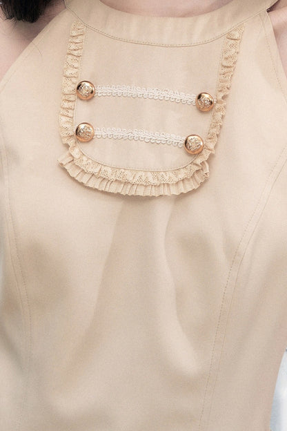 Khaki Cape and Halter Dress Set-Up