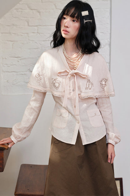 Pink Hand-Painted Cape Shirt