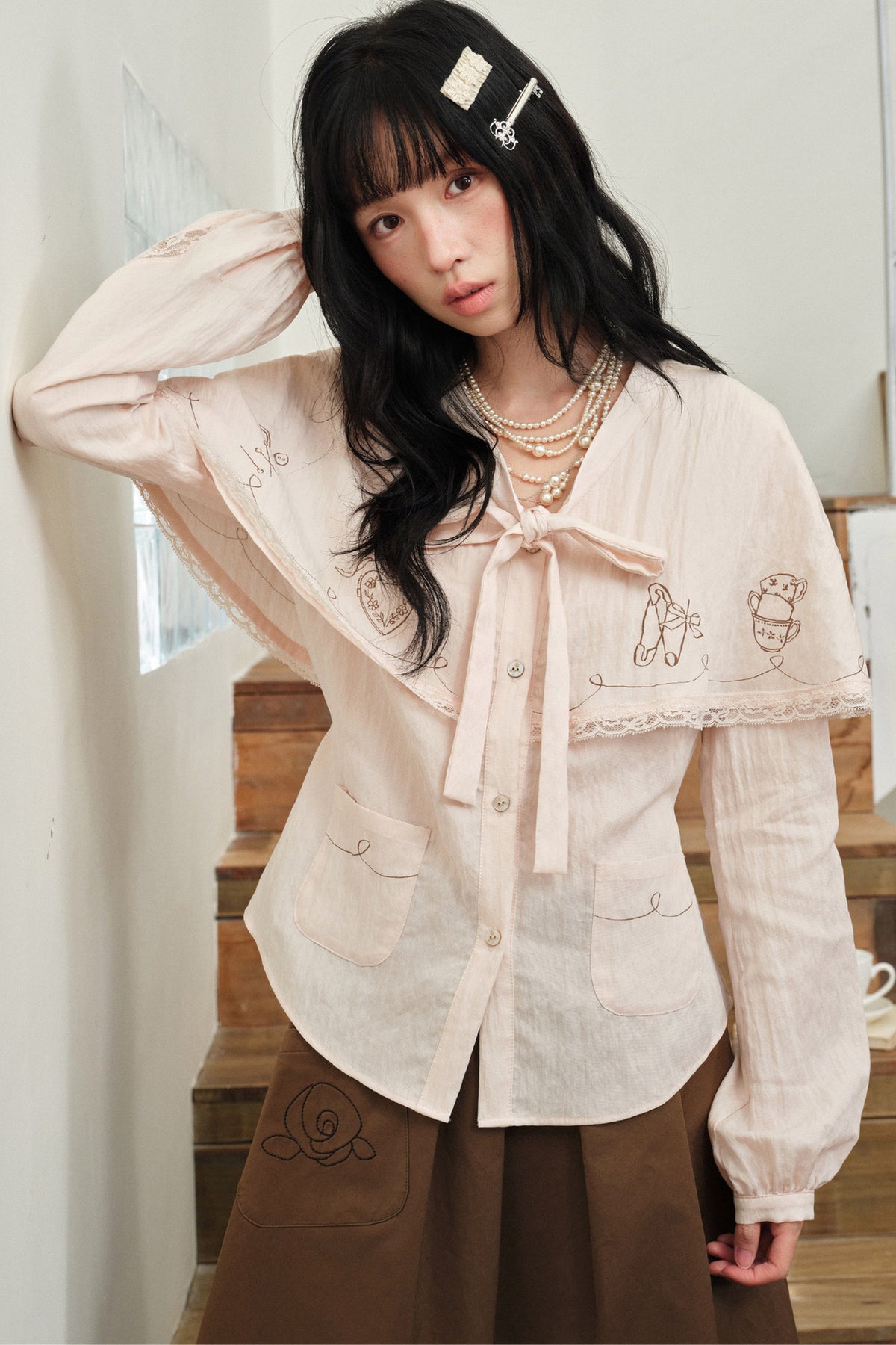 Pink Hand-Painted Cape Shirt