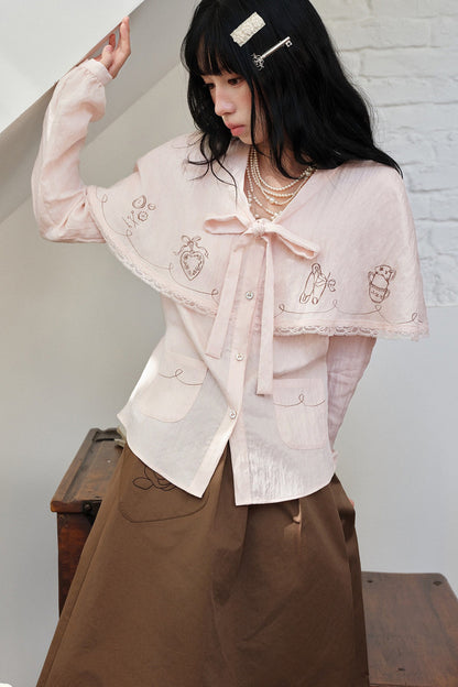 Pink Hand-Painted Cape Shirt