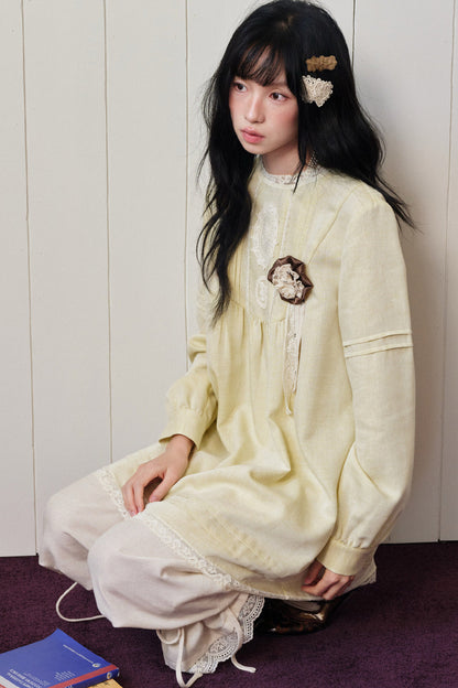 Tencel Linen Lace Applique Doll Dress