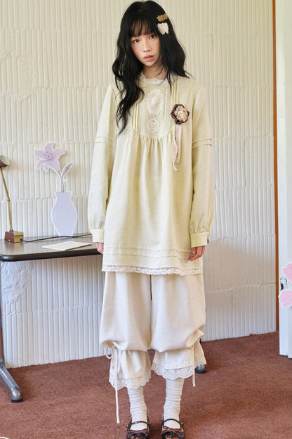 Tencel Linen Lace Applique Doll Dress