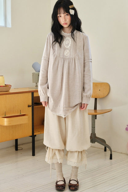 Tencel Linen Lace Applique Doll Dress