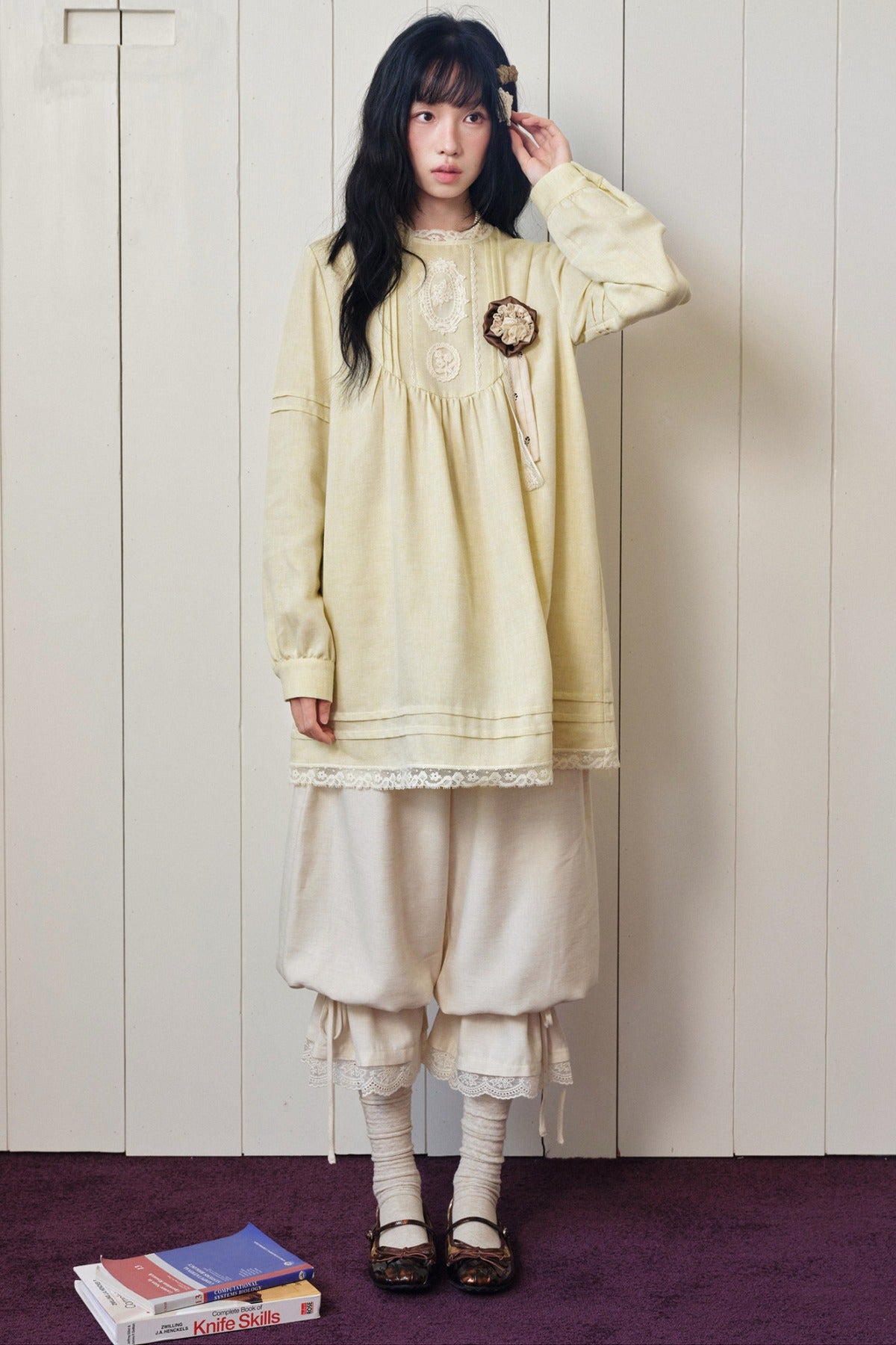 Tencel Linen Lace Applique Doll Dress