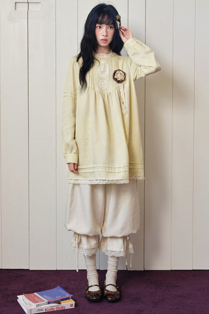 Tencel Linen Lace Applique Doll Dress