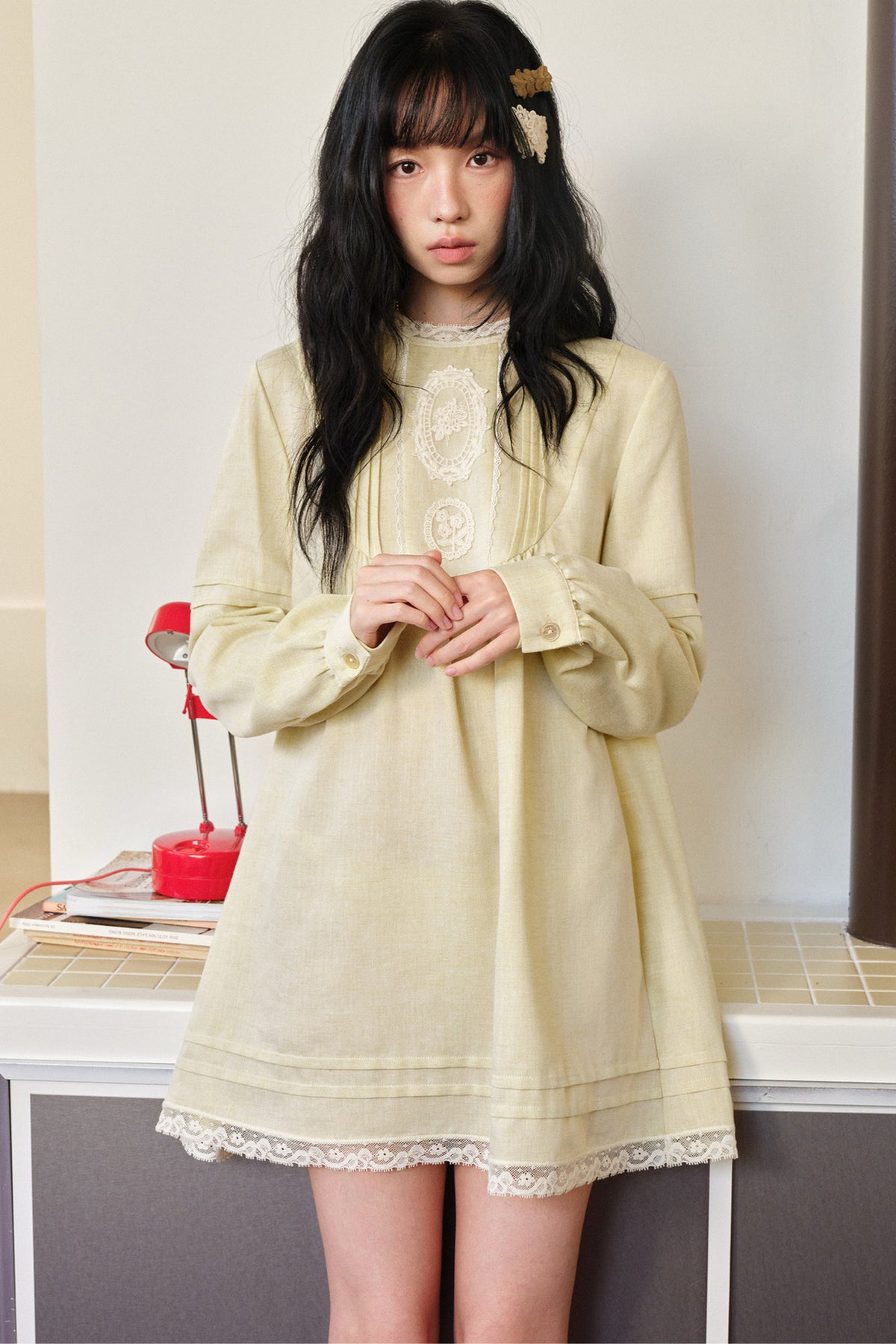 Tencel Linen Lace Applique Doll Dress