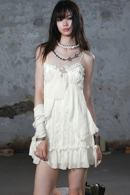 Chiffon Lace Ruffled Dress