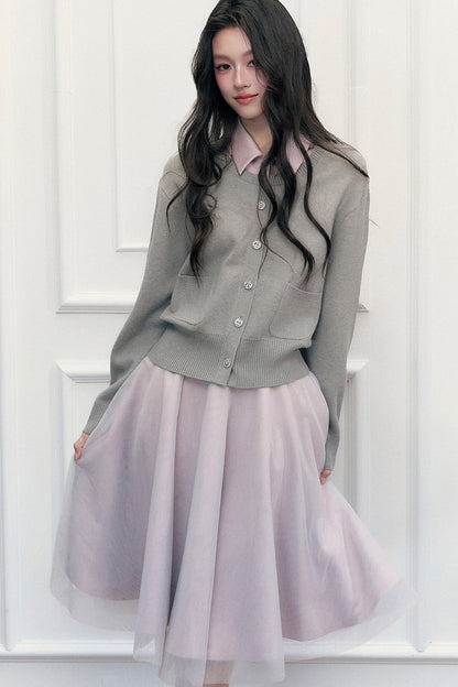 Color-Block Satin Knit Jacket Set-Up