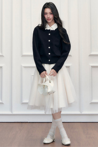 Color-Block Satin Knit Jacket Set-Up