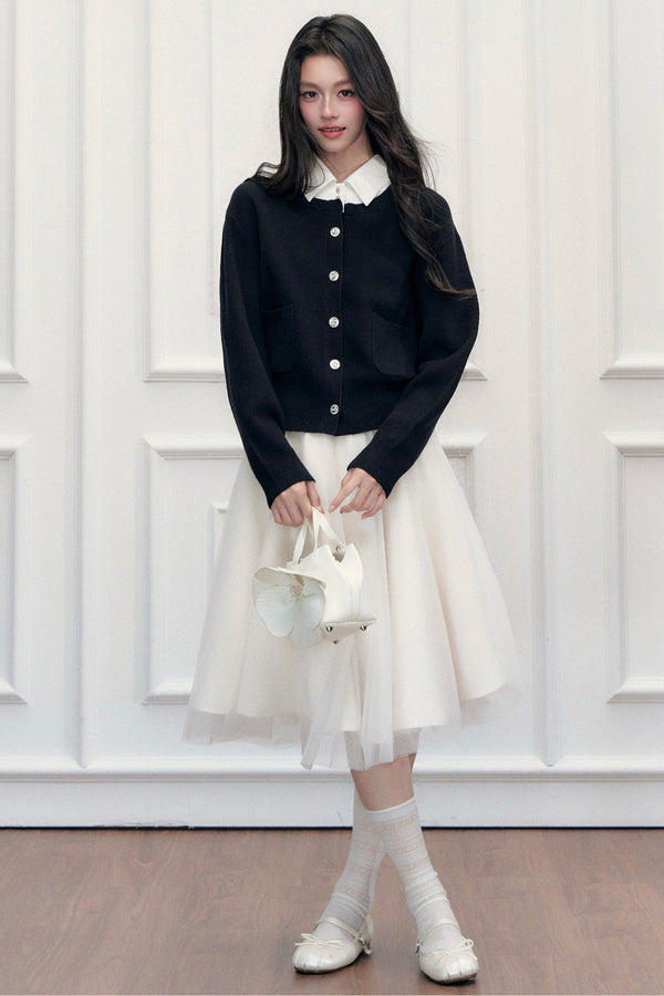 Color-Block Satin Knit Jacket Set-Up