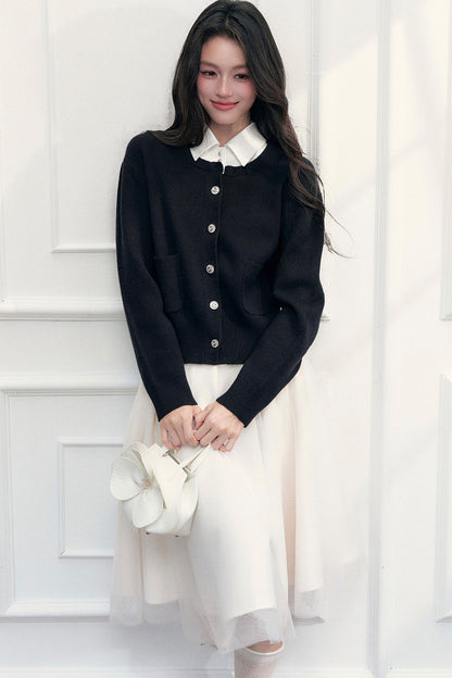 Color-Block Satin Knit Jacket Set-Up