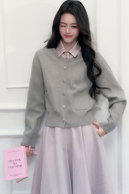 Color-Block Satin Knit Jacket Set-Up