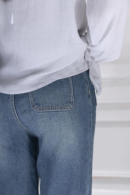 Lyocell Embroidered Patchwork Jeans