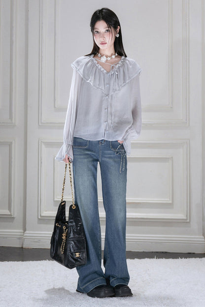 Lyocell Embroidered Patchwork Jeans