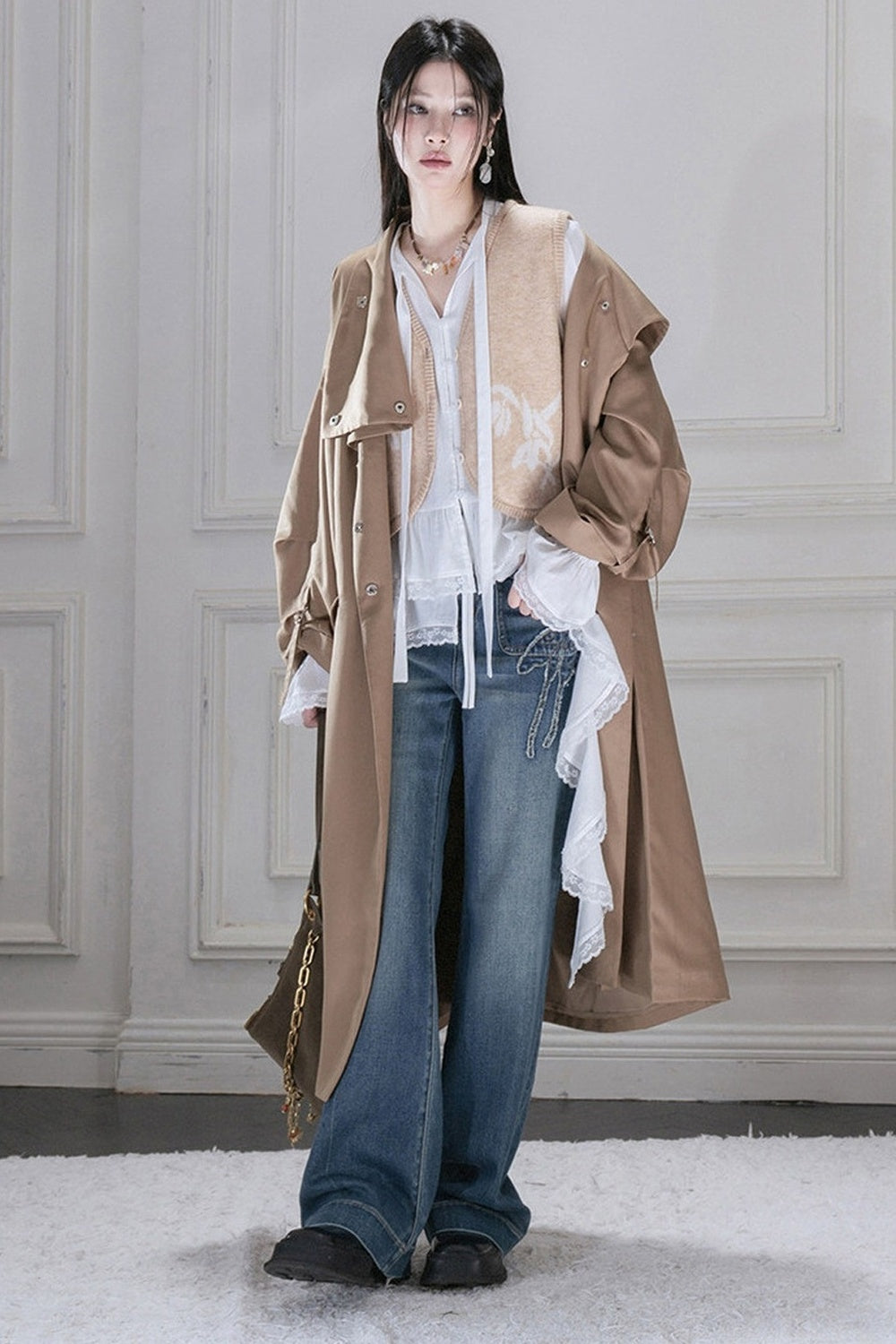 Lyocell Embroidered Patchwork Jeans