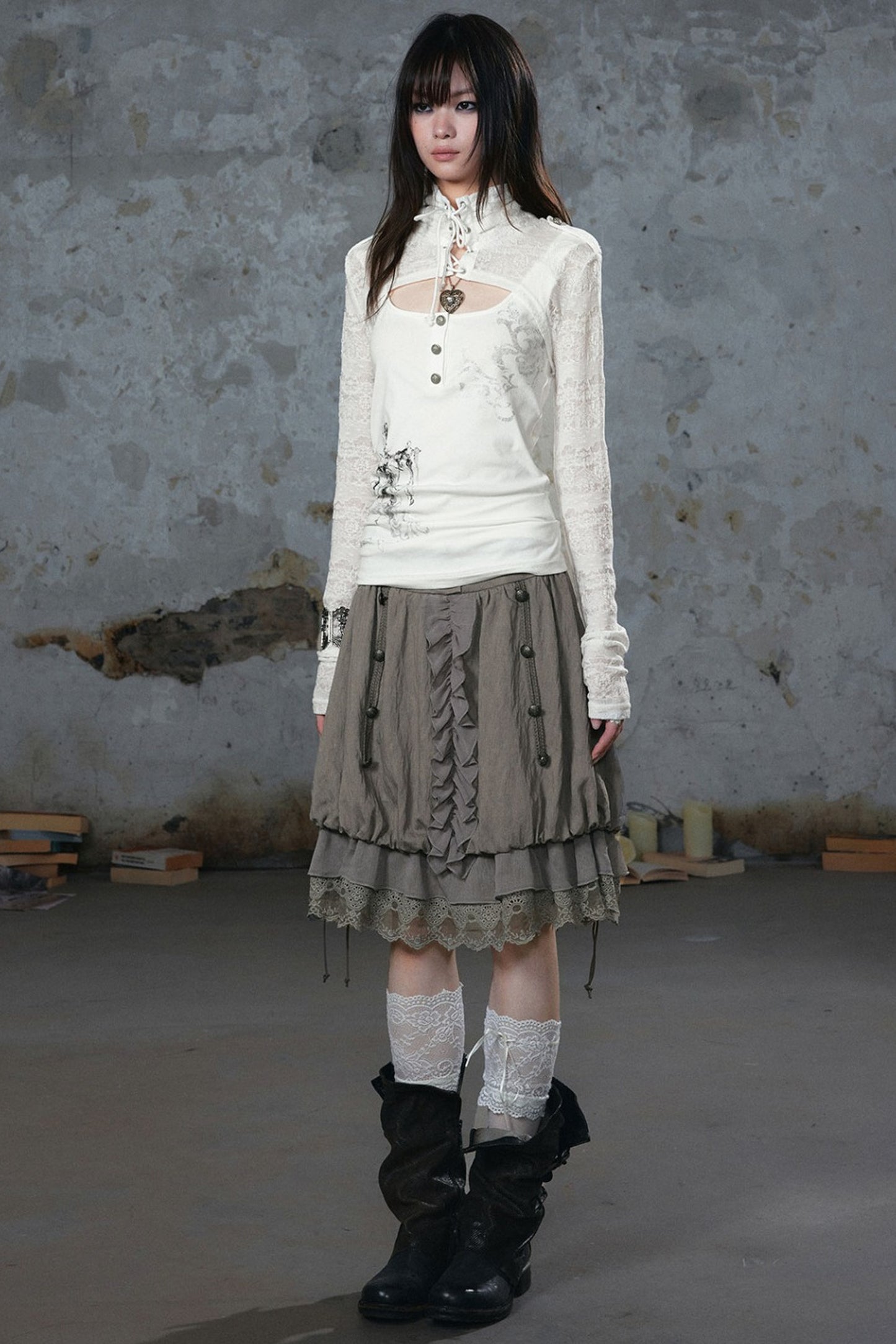 Chiffon Lace Floral Skirt