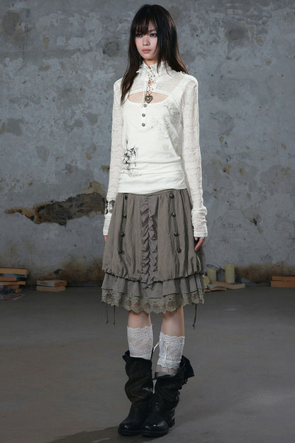 Chiffon Lace Floral Skirt