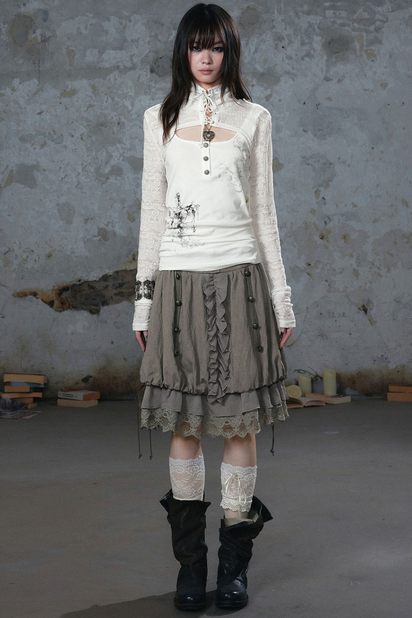 Chiffon Lace Floral Skirt