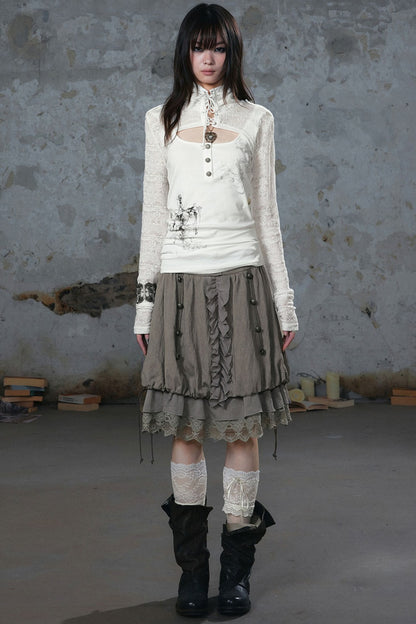 Chiffon Lace Floral Skirt