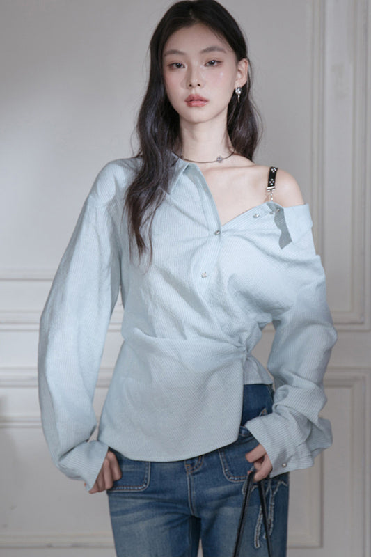 Deconstructed Two-Way Striped Shirt