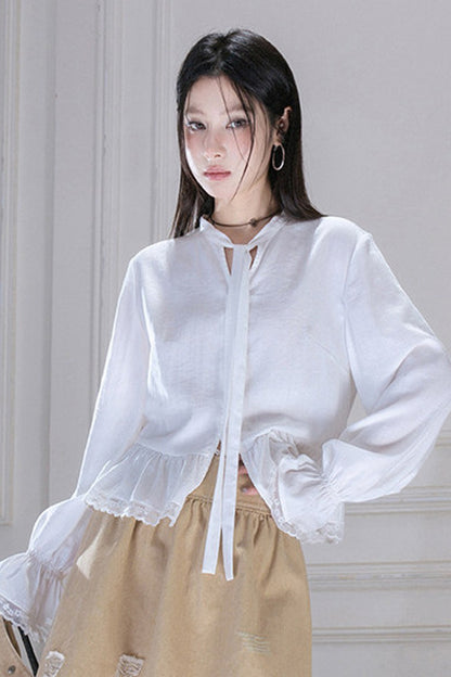 Detachable Ruffle Hem Blouse Set