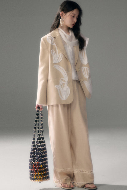 Moonlight Shawl Collar Bell Sleeve Shirt Tie-Up Skirt Set-Up