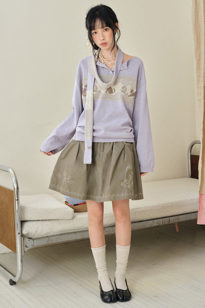Korean Style Cat Pom-Pom Cover-Up Set-Up