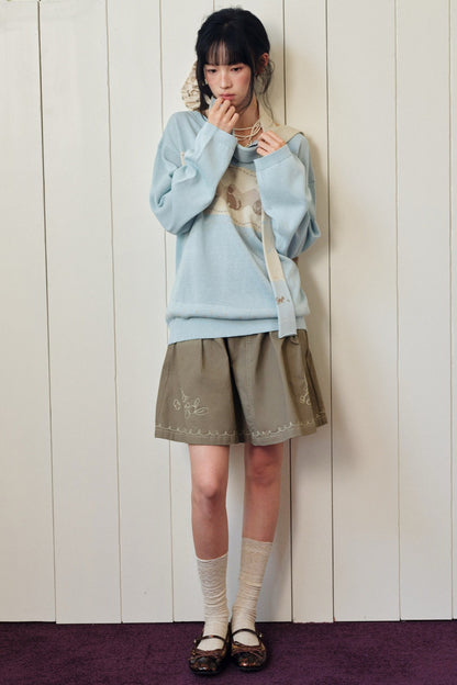 Korean Style Cat Pom-Pom Cover-Up Set-Up