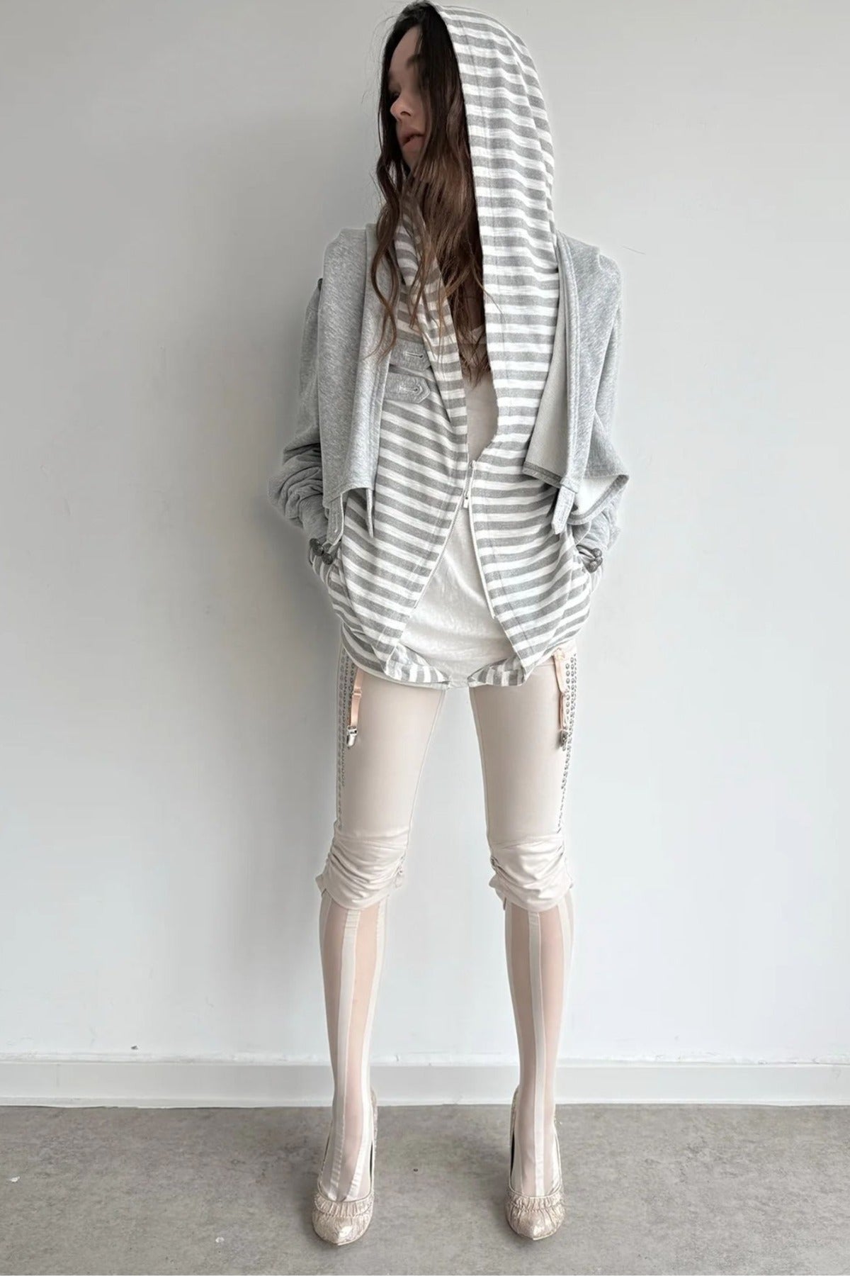 Asymmetrical Hooded Cape Sweatshirt Jacket