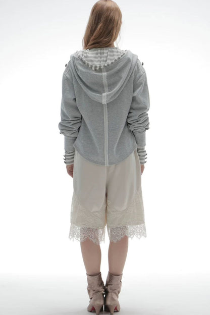 Asymmetrical Hooded Cape Sweatshirt Jacket