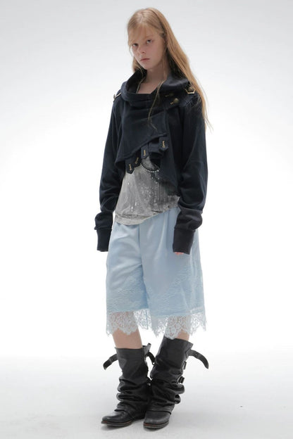 Asymmetrical Hooded Cape Sweatshirt Jacket