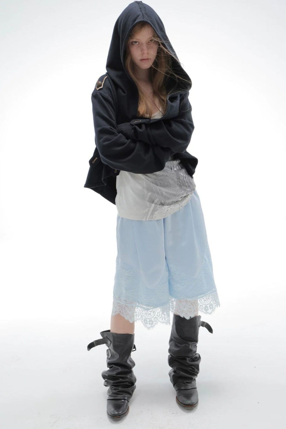 Asymmetrical Hooded Cape Sweatshirt Jacket