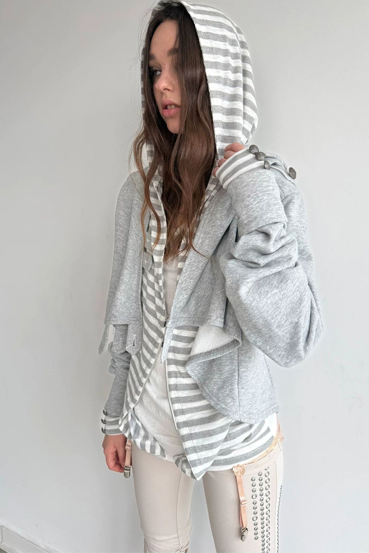 Asymmetrical Hooded Cape Sweatshirt Jacket