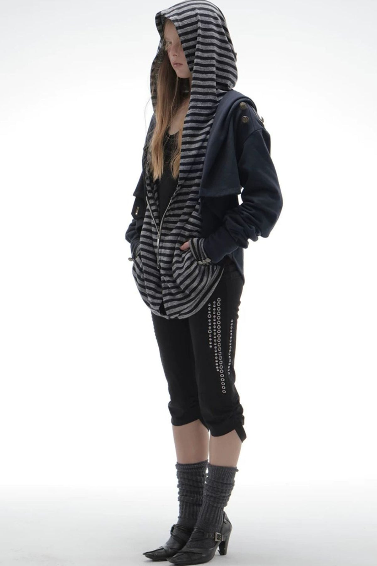 Asymmetrical Hooded Cape Sweatshirt Jacket