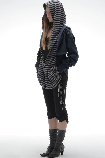 Asymmetrical Hooded Cape Sweatshirt Jacket