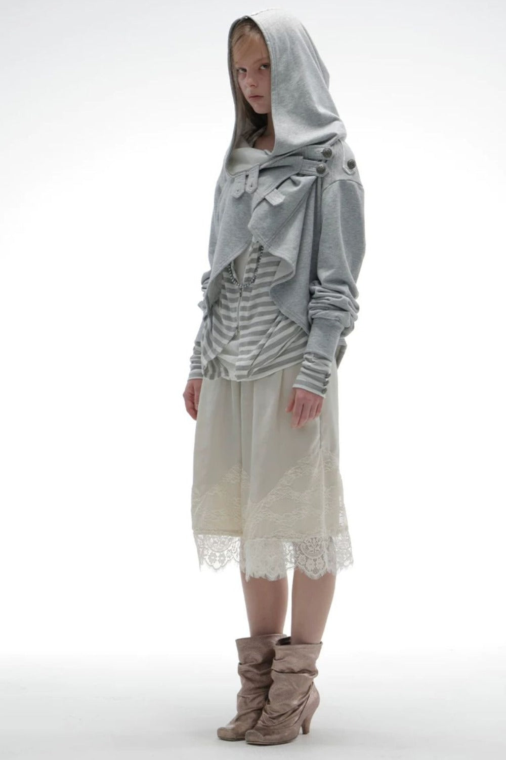 Asymmetrical Hooded Cape Sweatshirt Jacket
