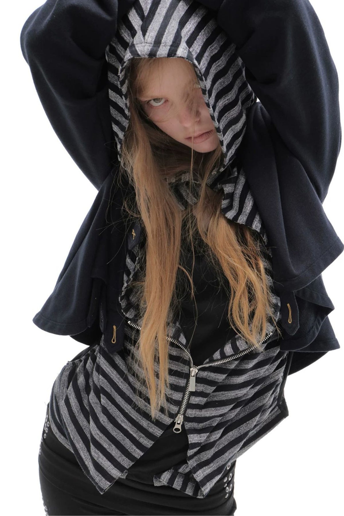 Asymmetrical Hooded Cape Sweatshirt Jacket