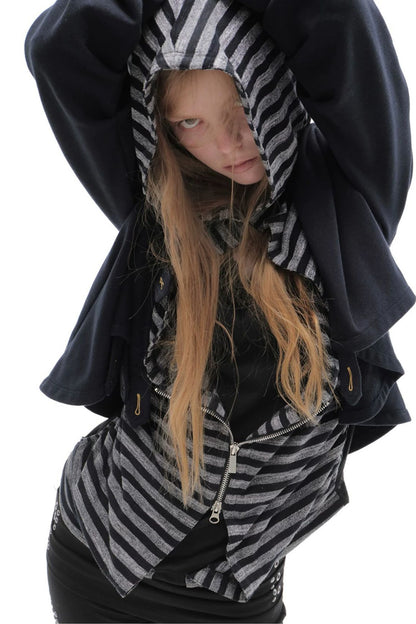 Asymmetrical Hooded Cape Sweatshirt Jacket