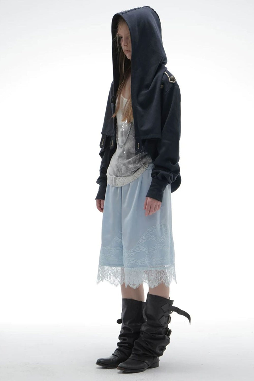 Asymmetrical Hooded Cape Sweatshirt Jacket