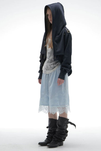 Asymmetrical Hooded Cape Sweatshirt Jacket