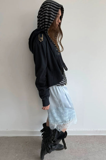 Asymmetrical Hooded Cape Sweatshirt Jacket