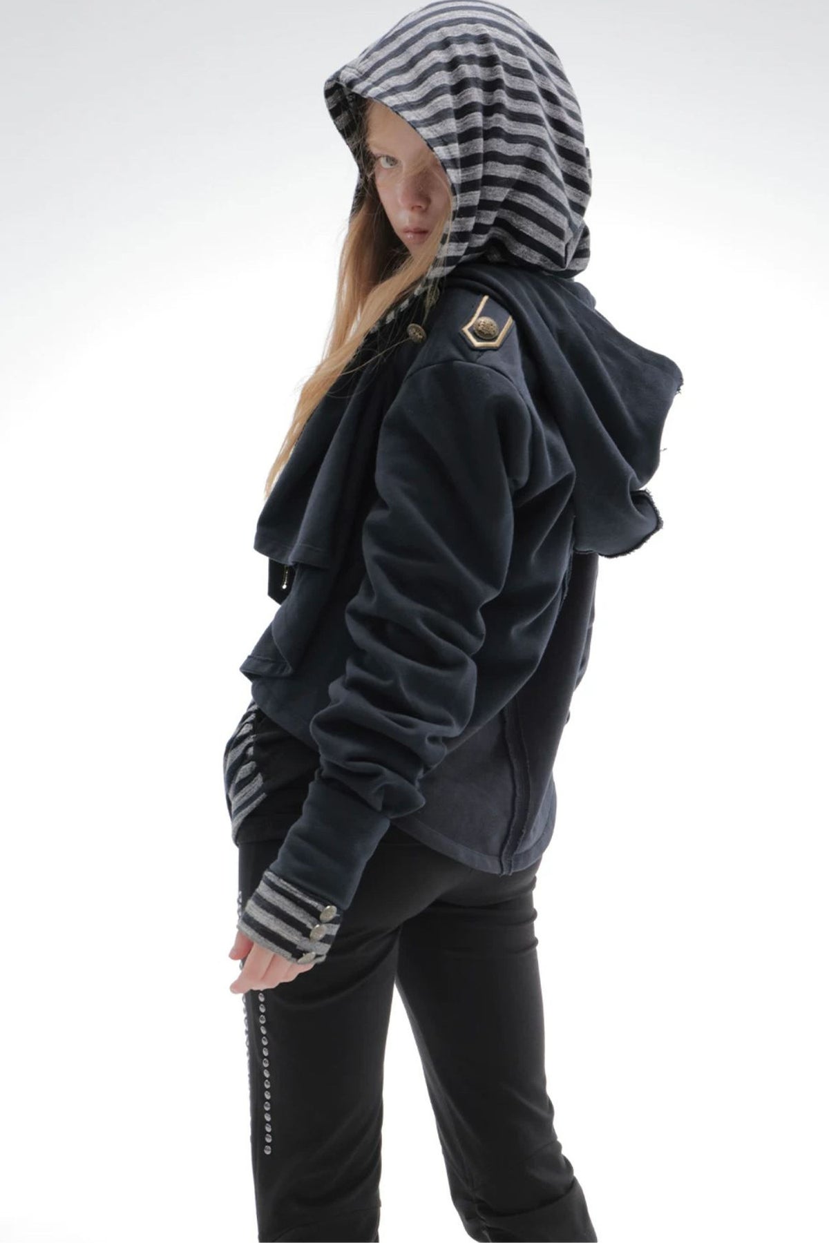 Asymmetrical Hooded Cape Sweatshirt Jacket