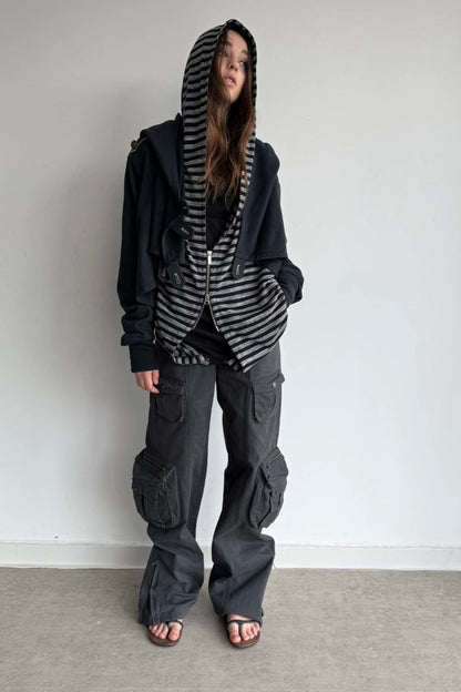 Asymmetrical Hooded Cape Sweatshirt Jacket