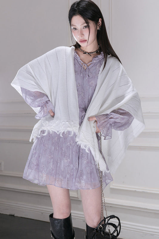 Cloud Wool Knit Floral Cardigan